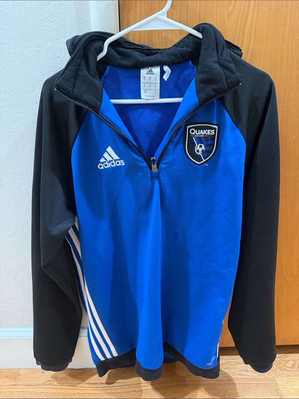 adidas Blue & Black Quakes Half-Zip Hoodie